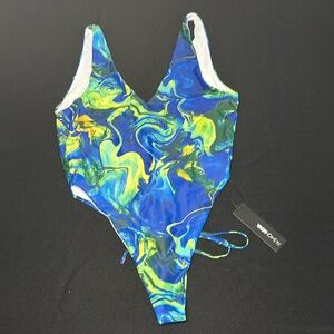 Blue/Multicolor 1 Piece Swimsuit- Large
